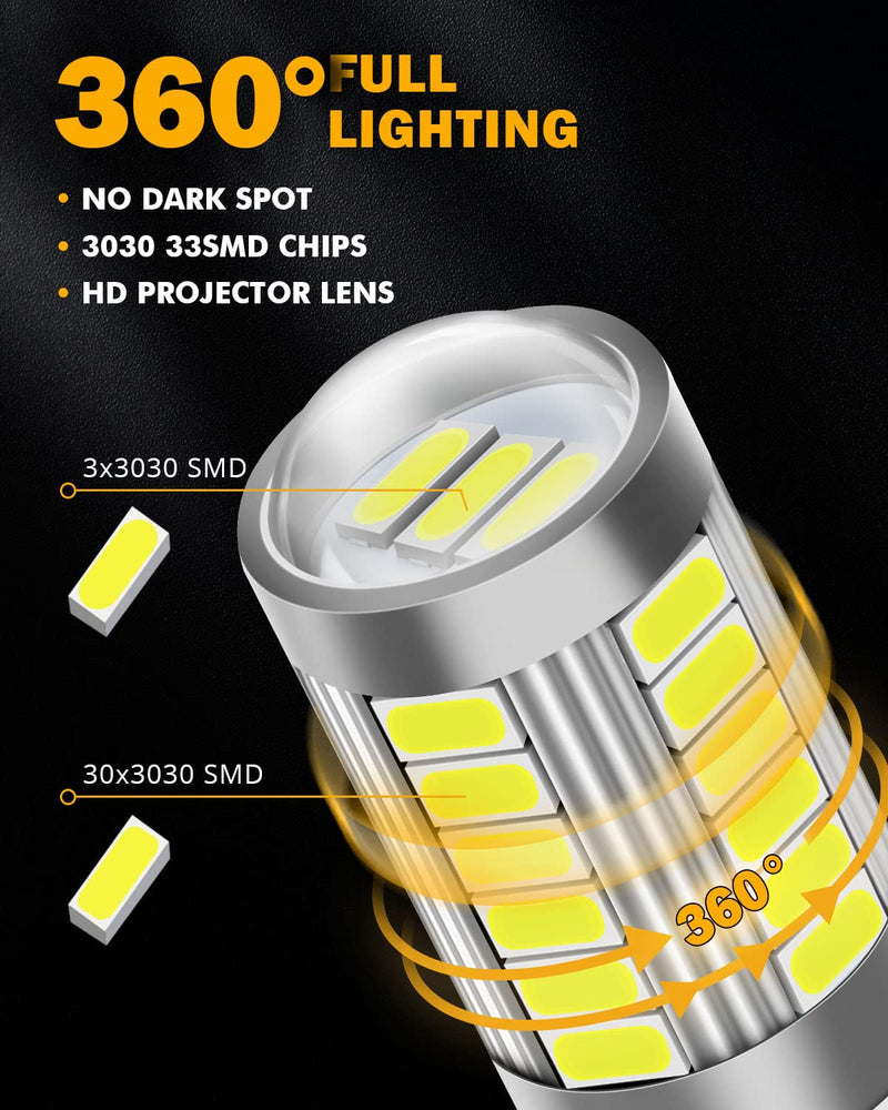Auxbeam T25 3156 3157 LED Bulbs, 6500K White, Super Bright 4114 3057 4157 3457 4057 LED Backup Reverse Lights for Cars Trucks Motorcycles, 3030-SMD 12V, Pack of 2 Xenon White