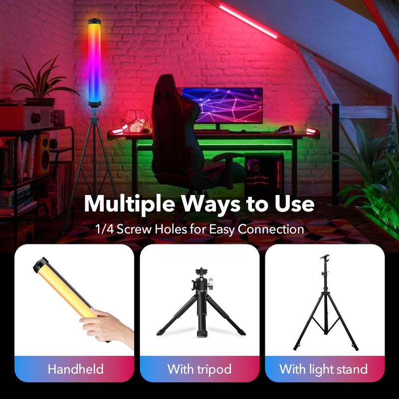 Handheld RGB Light Wand, Photography Light Wand, 2500-9000K Dimmable CRI 95+, Rechargeable Tube Light with Magnetic Attraction for Photography Vlog TIK Tok