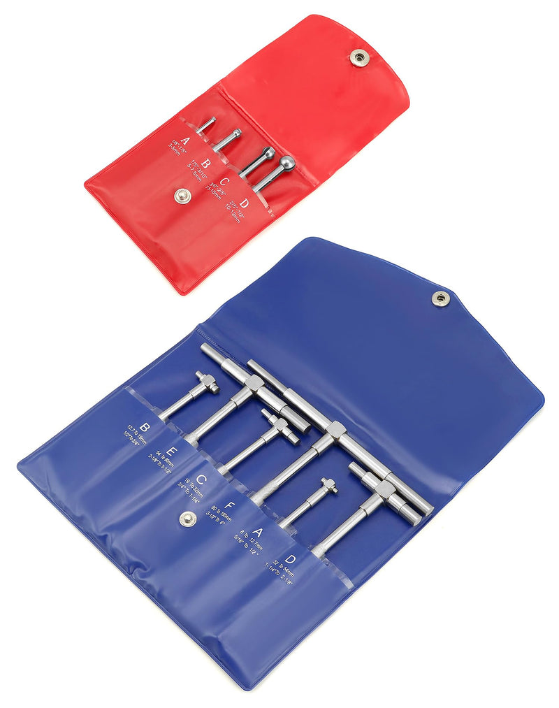 QWORK Stainless Steel Telescoping Bore Gauge Set - 1/8" to 1/2" Range and T Bore Hole Gauge Telescopic Gauge 6 Pcs 5/16" to 6"