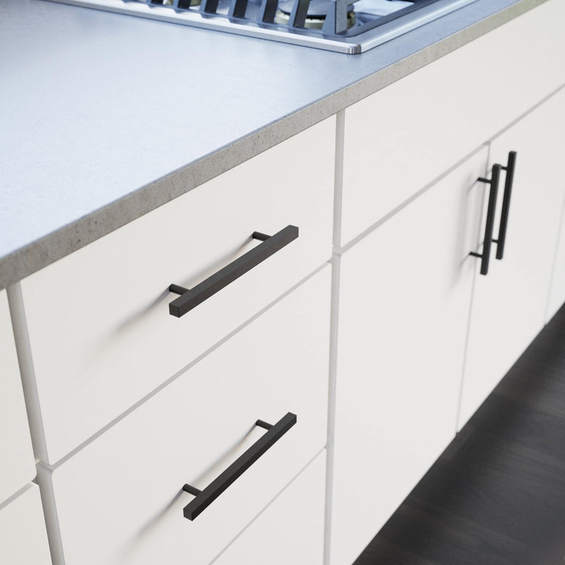 Franklin Brass (10-Pack) – Matte Black Cabinet Handles, 5-1/16 Inch Hole Center, Modern Pulls for Drawers, Kitchen Cabinet Door, Dressers | Simple Square Bar 10 5-1/16" (128mm)