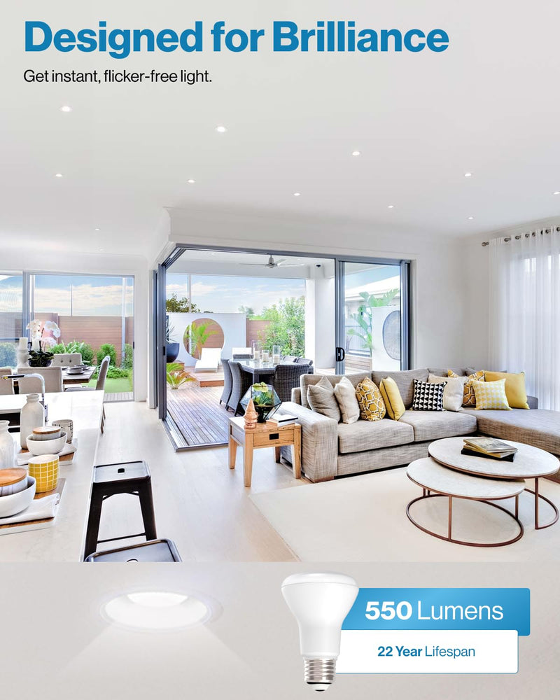 Sunco 10 Pack BR20 LED Bulb Dimmable, Small Recessed Lighting Bulbs, R20 Mini Flood Light Indoor, 550 LM, 7W (50W Equivalent), 2700K Soft White, E26 Base, Can Light for Home, Kitchen, Bedroom UL 10 Count (Pack of 1) White 27k