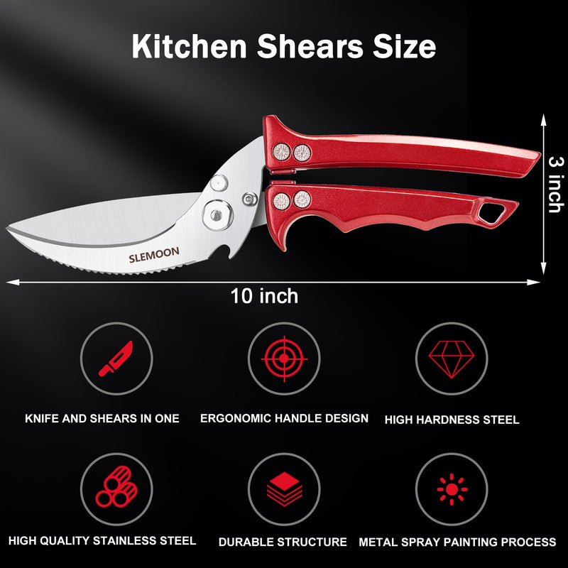 Heavy Duty Poultry Shears Meat Cutting Dishwasher Safe and Food Stainless Kitchen Shears Kitchen Scissors for Chicken Turkey Thanksgiving,Gift Box,burgundy Burgundy