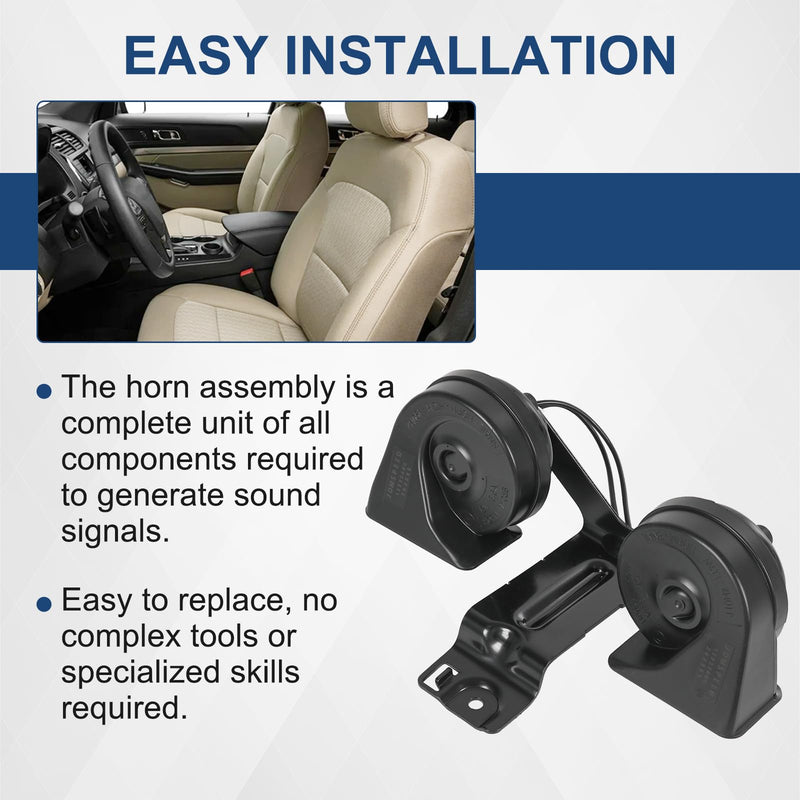 Horn Assembly with Bracket Dual Electric Horn Compatible with Ford Explorer Police Interceptor Utility 2016-2019 2.3L L4 3.5L 3.7L V6 Replaces# GB5Z-13832-A