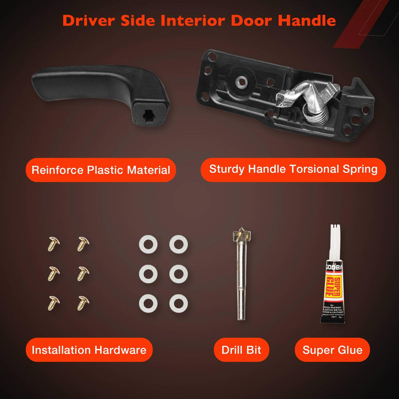 Interior Door Handle Front Left Drivers Side Compatible with 2007-2014 Chevy Silverado 1500/2500/3500 Tahoe Suburban Avalanche GMC Sierra Yukon Cadillac Escalade ESV/EXT,Replaces OEM# 20833606, 80374 Driver Side