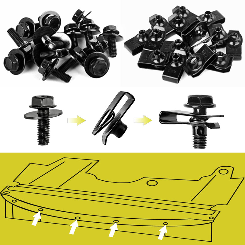 Xislet 45PCS Universal Style Engine Under Cover Splash Shield Guard Body Bolts Bumper Fender Liner Push Retainer Fastener Rivet Clips Compatible with Most Brand of Vehicles