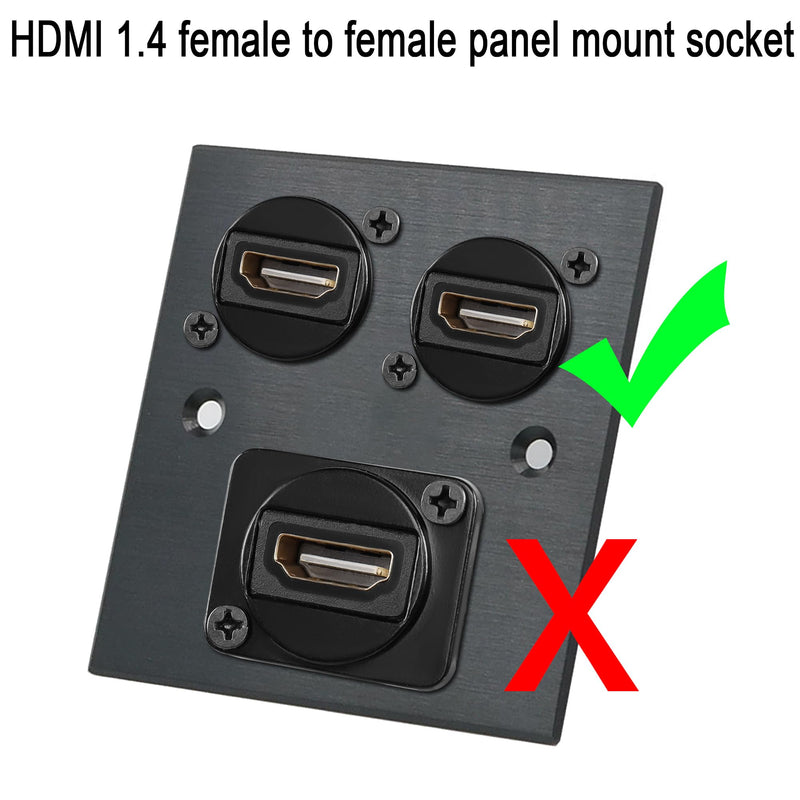 QIANRENON 4K HDMI Panel Mount Adapter Coupler HDMI 1.4 Female to Female Straight Through Connector HDMI1.4 HD Mounting Socket, XLR Panel/D Panel Mount, for HDTV Notebook PC Monitor Project