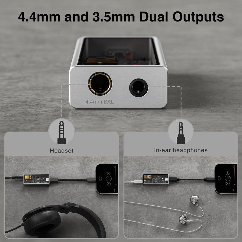 Questyle M15C Headphone Amplifier Portable USB DAC Amps 32Bit/384kHz DSD256 Decoder with 4.4mm and 3.5mm Dual Outputs High Resolution Lossless for Smartphones/PC/Laptops