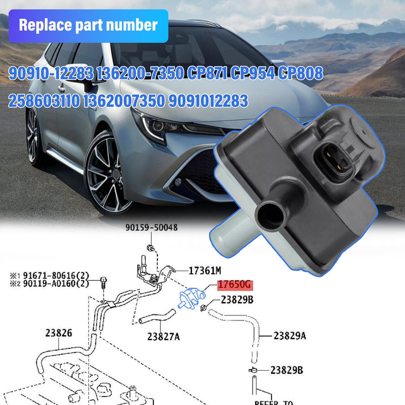 90910-12283 Vaccum Switch Solenoid Valve 136200-7350 Compatible with Toyota Corolla High-lander Taco-ma Lex-us RX350 SCION FR-S IM 2014 2015 2016 2017 2018 2019 2020