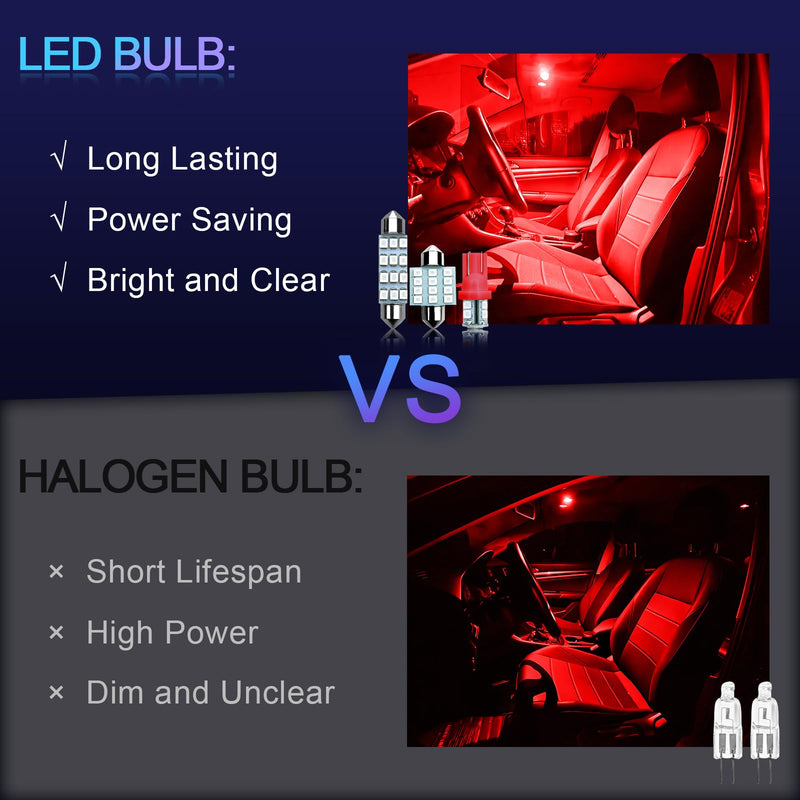 NTNEV 24PCS LED Interior Replacement Bulbs, Interior Car Lights, Dome Light LED Car Bulb Kit Set T10 31 mm 42 mm, Used for Map Dome Lights and License Plate Courtesy Lights Accessories (Red) red