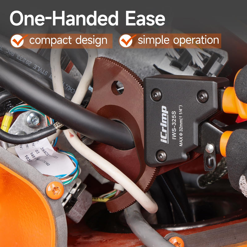 iCrimp IWS-325S Heavy-Duty Cable Cutter for Max 32mm Wire | Spring steel blade, cuts electrical aluminum copper and multi-core cables, labor-saving ratchet, safety lock