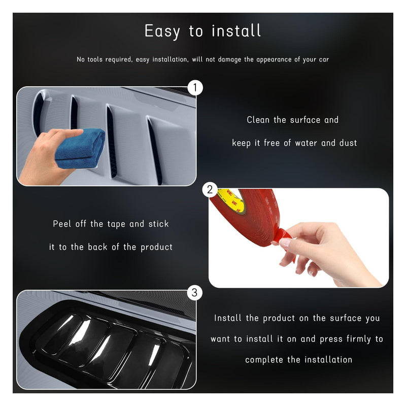 2PCS Car Hood Air Vent Cover, Universal Automotive Bonnet Air Vents Engine Hood Scoop, Front Air Vents Engine Hood Cover Trim, Vehicle Exterior Decor Accessories for Most Cars (Black) Black