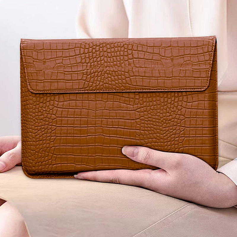 Laptop Sleeve with Stand, PU Leather Flap Style Case Bag for 2024 MacBook Air 13.6 inch M3 A3113 M2 A2681 2022 Air 13 2018-2021 M1 A2337 A2179 A1932 MacBook Pro 13 M1 M2 2016-2020, Brown