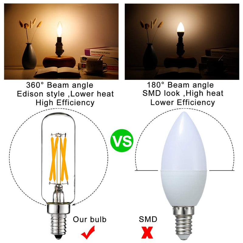 LiteHistory LED Bulb Dimmable 6W Equal Warm White 2700K T6 T25 E12 Candelabra Bulb 60 watt for Chandeliers,Ceiling Fan,Pendant,Wall sconces AC120V 600LM e12 Light Bulb 6Pack Warm White 2700k 6w 6 Watts
