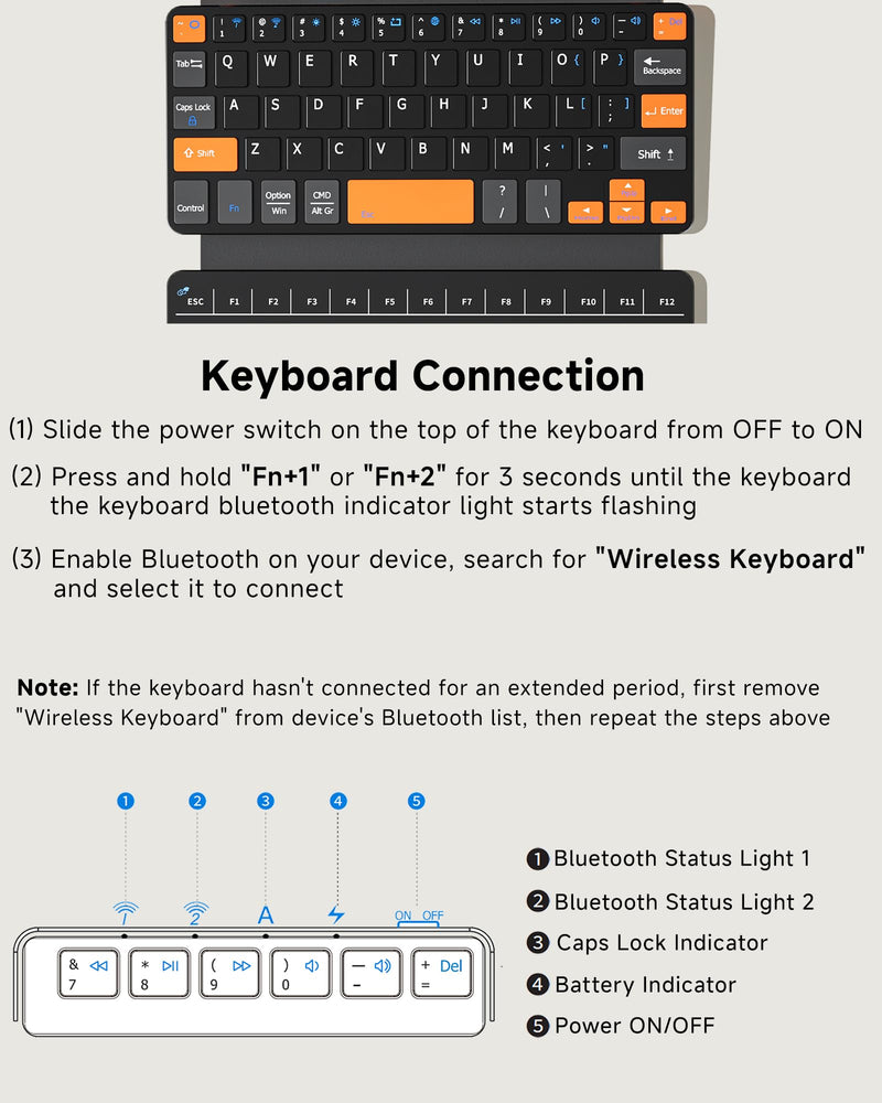 Mini Wireless Keyboard with Touchpad for Phones,Galaxy Z Fold 8 Ultra/8/7/6 | Ultra Compact, Portable Travel, Dual-device Bluetooth, Adjustable Stand, Leather Cover, Keyboard with Trackpad, For iPad mini