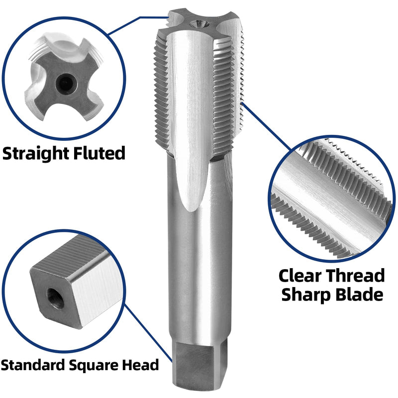Burkit 1-1/4"-12 UNF Thread Tap Right Hand, HSS 1-1/4 x 12 UNF Straight Fluted Machine Tap