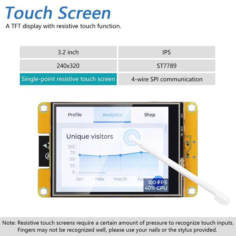 Freenove ESP32 Display CYD, 3.2 Inch Touchscreen Monitor, 240x320 Pixel IPS TFT LCD Screen ST7789 Driver, Dual-core 32-bit 240 MHz Microcontroller WiFi+BT, C Code LVGL Example Projects Tutorial 3.2 Inch ST7789 IPS Touch