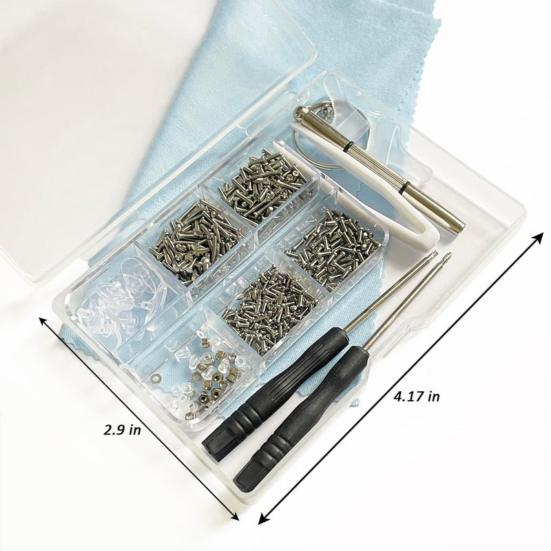  [AUSTRALIA] - PTSLKHN Eyeglass Repair Kit with Screws, 15 Types Screws for Eyeglasses - Frame Screws, Hinge Screws, Nose Pads Screws - Essential Eye Glasses Repairing Kit Tool Small-15 types screws