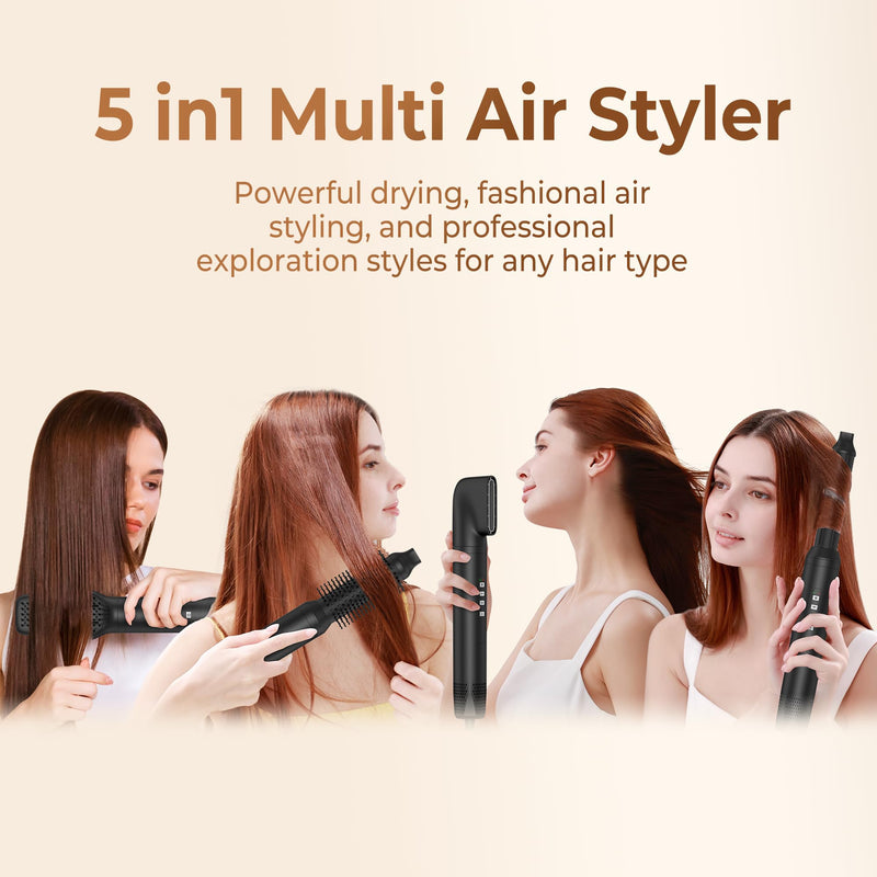  [AUSTRALIA] - OKWRAP Airbrush Hair Styler 5 in 1 Air Styler 110000 U/MIN Airbrush 5 in 1 | Hairstyler Multi Styler with Hot Air Brush, Blow Dryer Brush, Hair Dryer, Air Curler for Drying, Straightening and Volumizing Black
