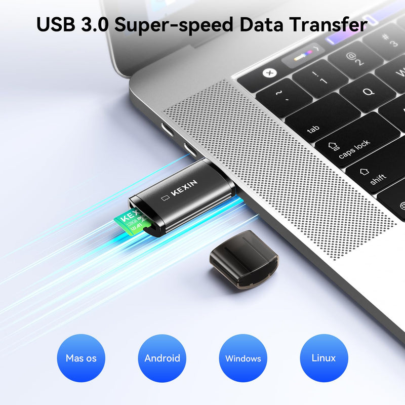 KEXIN SD Card Reader USB 3.0 Micro SD Card Reader Plug and Play 5Gbps Speed SD Card Adapter for Micro SD, Micro SDHC, Micro SDXC and UHS-I Cards TF Card Reader