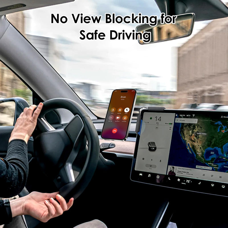 EEEKit Tesla Phone Holder, Magnetic Car Mount Compatible with MagSafe, No Glue Install, Tesla Model 3 Model Y Cybertruck Screen Dashboard Driving