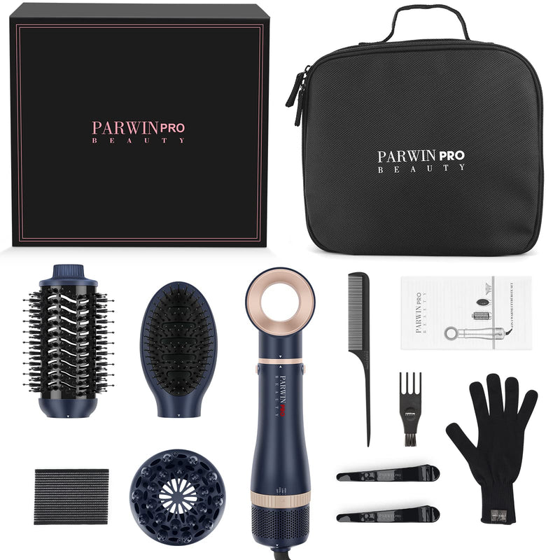 4-in-1 Hair Dryer Brush Set, Multi Air Styler with Diffuser and Hot Brush | Hairdryer, Hot Air Brush, Hair Diffuser and Hot Brush, Ionic Care, Frizz Control, Blue Prussian Blue - Standard