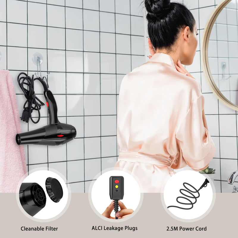 Hair Dryer, 3000W Professional Ionic Hairdryer for Women Men, Fast Drying Blow Dryer with Diffuser 2 Speed 3 Heat Setting and Cool Button for Salon Home Hair Styling Black