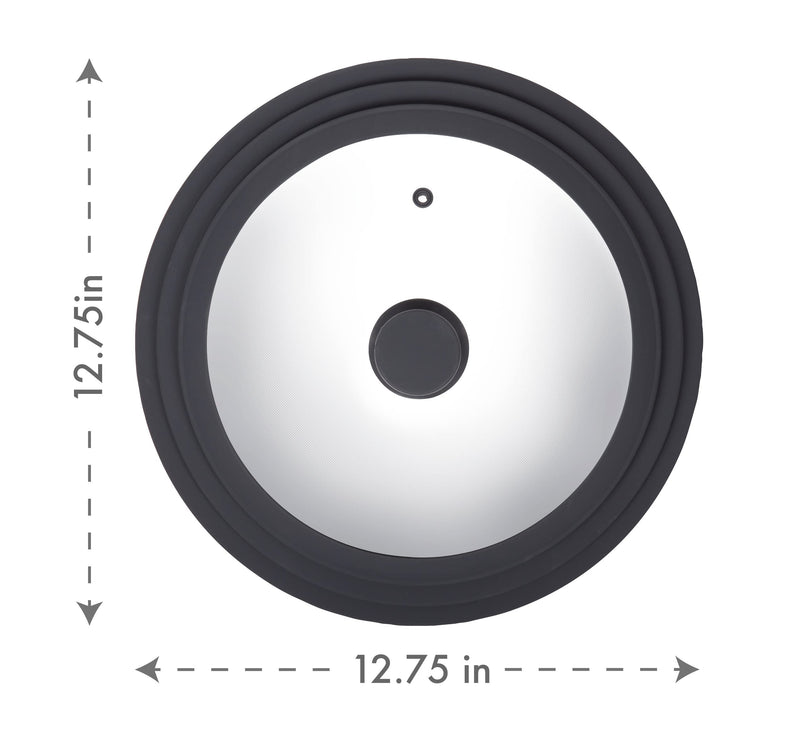 Dexas FlexLid Universal Pan Lid Made from Tempered Glass and Silicone, Fits cookware from 9¾" - 12½" in diameter Fits 12.5 Inch Pots