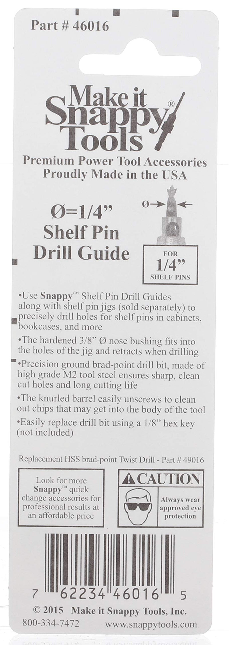 Make it Snappy Tools Shelf Pin Bit, 1/4"
