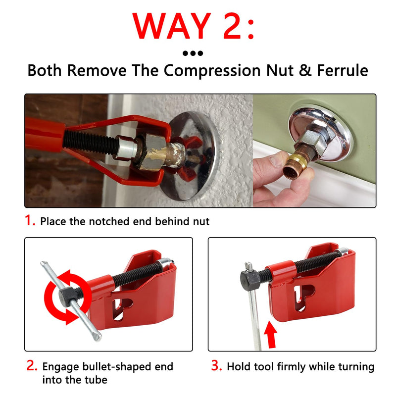 Compression Sleeve Puller Tool for Ferrule Puller for 1/2” Copper Water Compression Sleeve, 1/2-Inch Copper Tubing, Remove Ferrule & Nut of Pipe（4461）, Plumbing Tools Ring Removal Tool (Red) Red