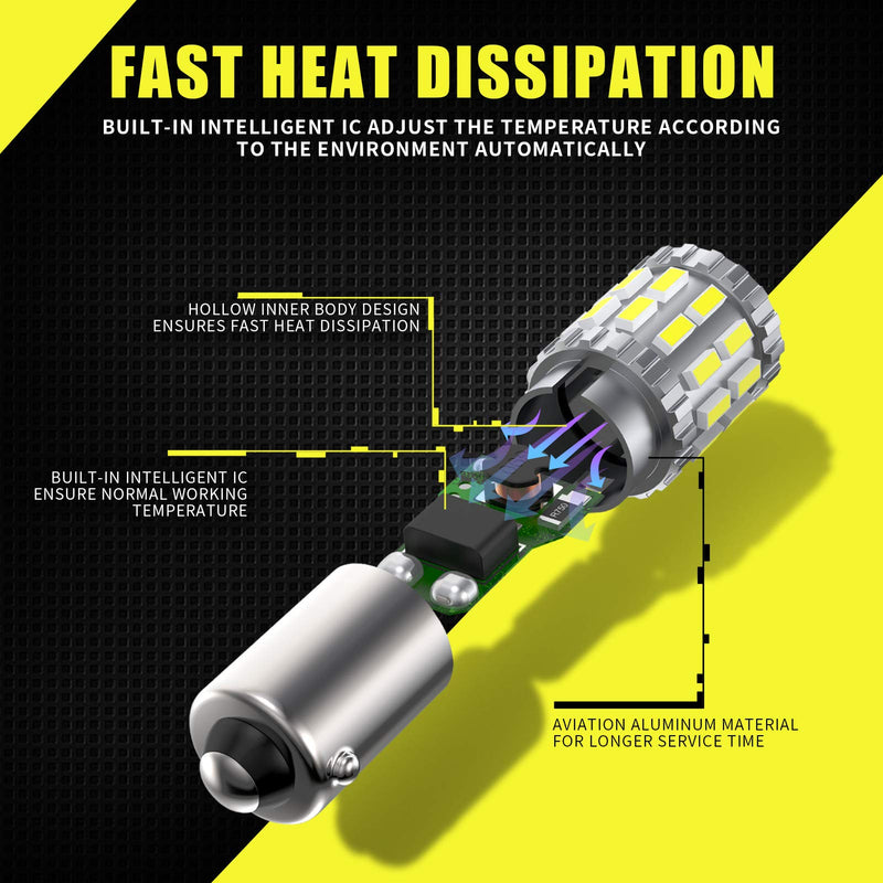 AILEO BAY9S H21W LED Bulb White 6000K 3014SMD Extremely Bright 64136 12356 LED Spare Bulb for Reversing Lights Tail Brakes Parking Lights Side Marker Lights Corner Lights(Pack of 2)