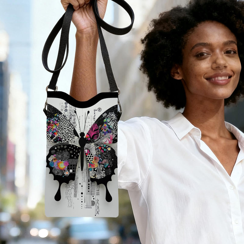 Colorful Butterfly Print Phone Case Crossbody Bag for Women