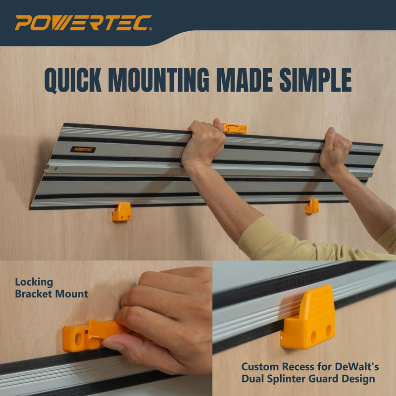 POWERTEC Track Saw Guide Rail Mount, 2 PK – Universal ABS Wall & Ceiling Storage Rack with Mounting Hardware for Track Saw Guide Rails, Straight Edges & Squares (72275) Track Saw Guide Rail Mount (2PCs)