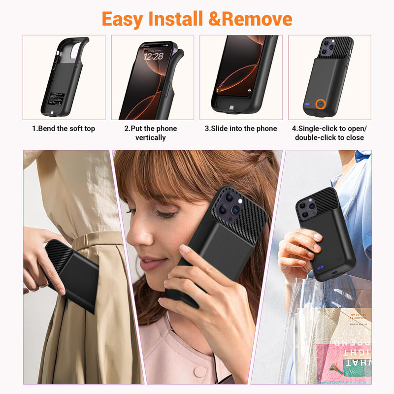 Battery Case for iPhone 12 ProMax ,13 ProMax, 14 ProMax, 14 Plus (6.7 inch) | 2026 Upgraded High Capacity 13800mAh Battery Pack Rechargeable Charger Charging Case with Tempered Glass Screen Protector