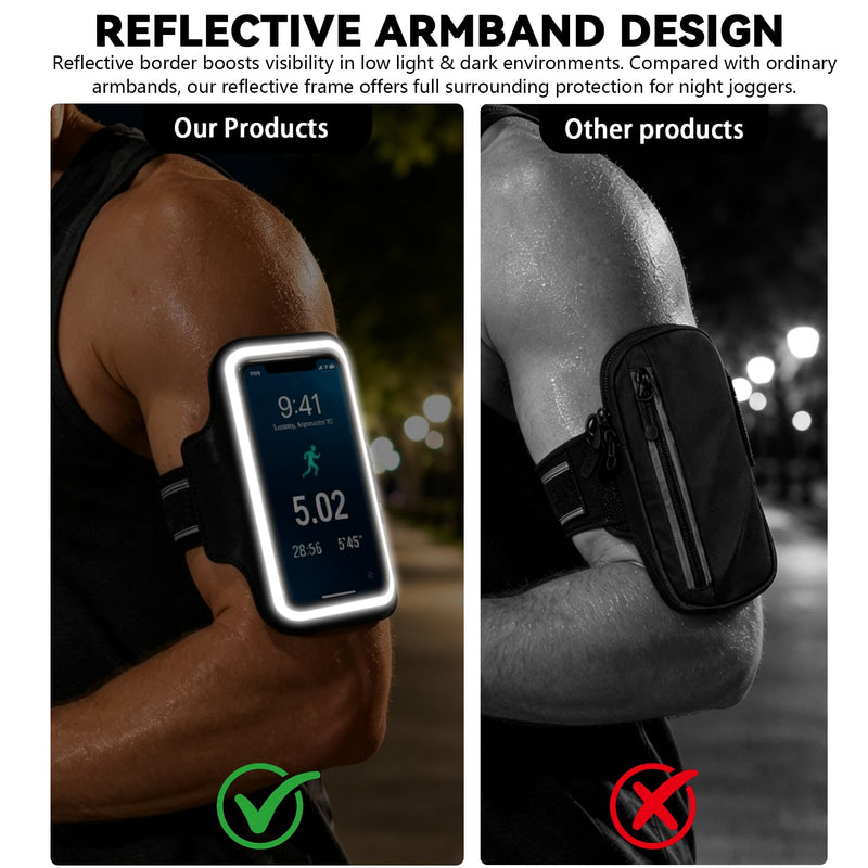 Running Armband with Card Slot, Black | Cell Phone Arm band for iPhone 17 16 15 14 13 12 Pro Max Plus Samsung Galaxy Ultra S26 S25 S24 S23 S22 S21 1 Pack