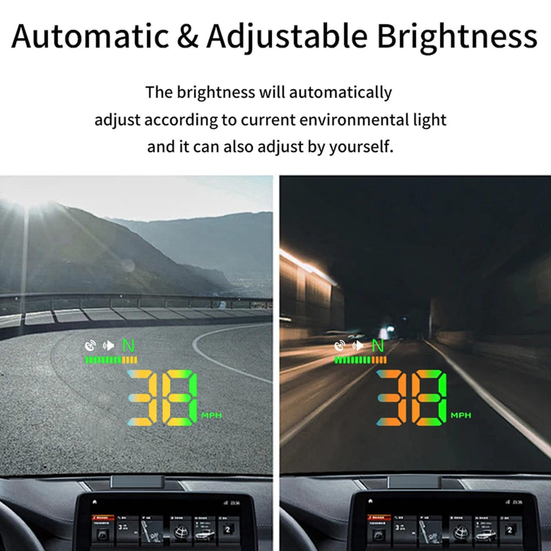 Heads Up Display for Cars, Car HUD H4, GPS Speedometer, First Colorful, Large Font Digital Speedometer GPS with Speed, Compass, Automatic Sensing, Speeding Alarm, Suitable for All Cars.