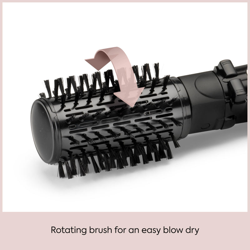 BaByliss Big Hair Rotating Hair Dryer Brush - Dry and Style in One Step, 2 Speeds & Alternating Directions, Ionic Frizz-Control, 50mm Barrel, Black, 2885U 2885U - UK PLUG