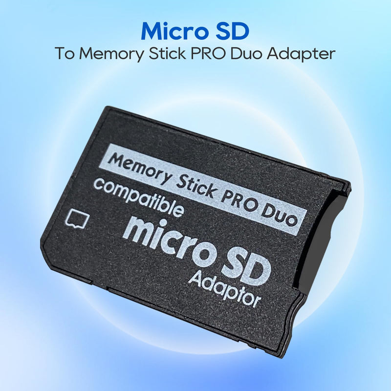 Memory Stick PRO Duo Adapter, Micro SD/SDHC/SDXC to Memory Stick PRO Duo MagicGate Card Compatible with Sony Camera, Handycam, cell phone & PSP 1000/2000/ 3000 Single Slot