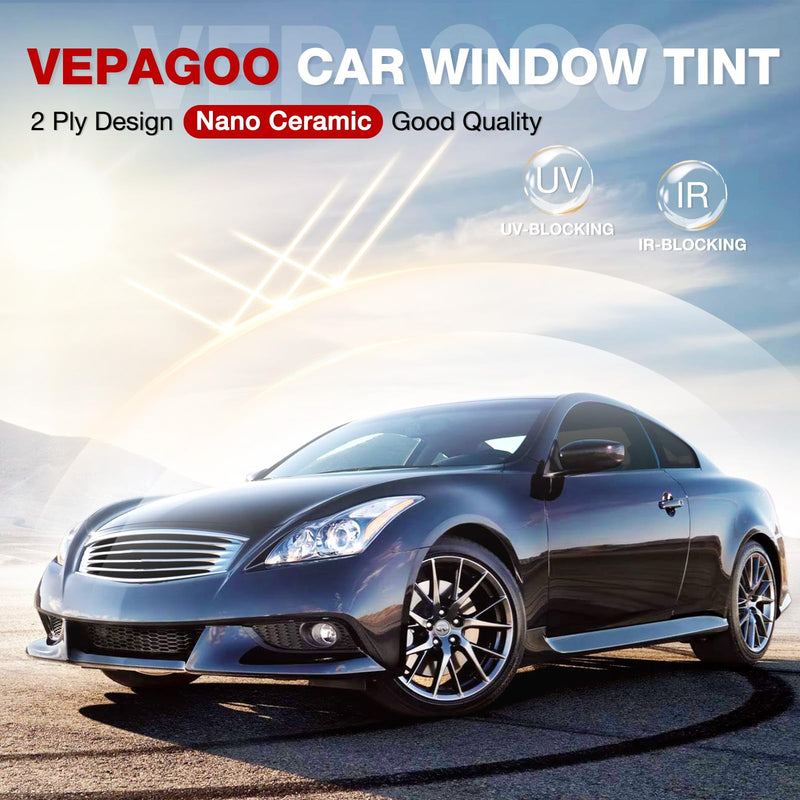 Vepagoo Nano Ceramic Car Window Tint Film 35% VLT- 20" in 20'Ft Privacy Window Tint, Blocks UV/IR Rays, Heat & Glare - Scratch Resistance Car Window Film 20in 20ft