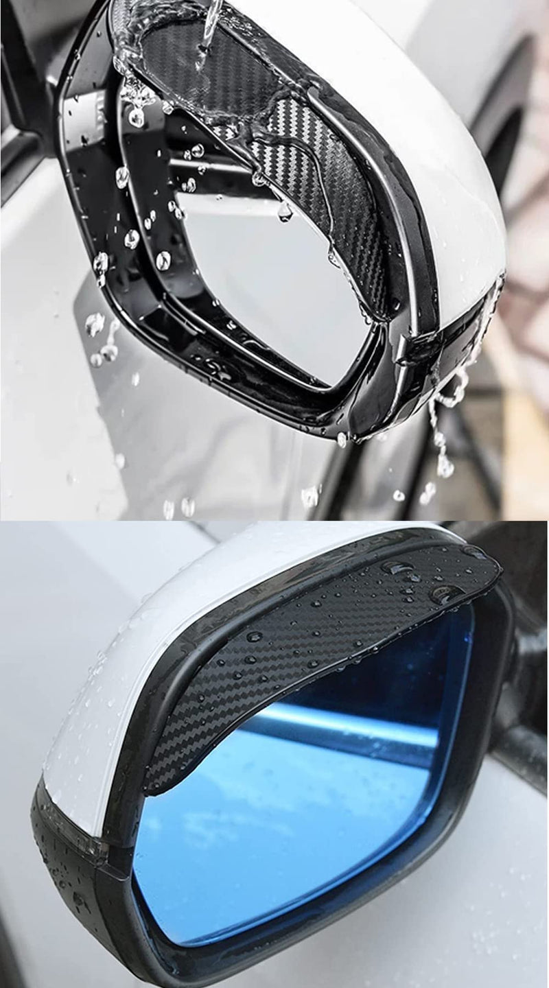 Pincuttee Mirror Rain Visor Eyebrow, Side Mirror Rain Guards, Covers for Car Uniservial Fit 2 Pack Black