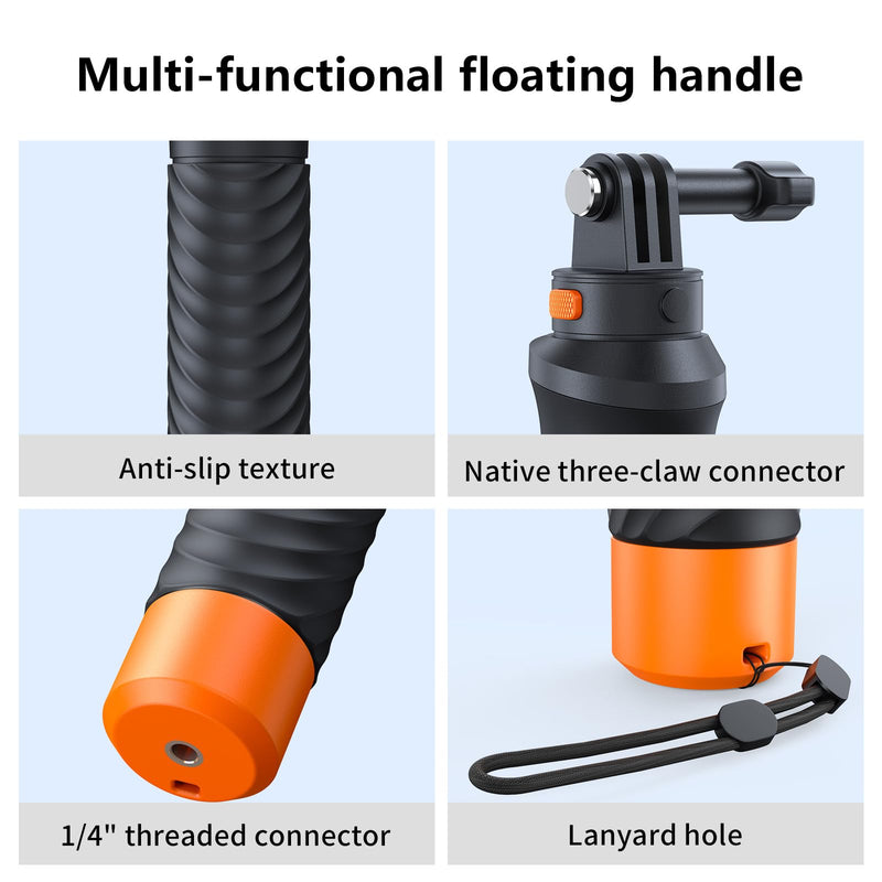 Waterproof Case with Floating Handle Compatible with DJI Osmo Action 3/4/5 Pro, 164FT/50M Underwater Dive Housing Protective Camera Case for Diving, Snorkeling, Surfing, Swimming, Kayaking Action345F