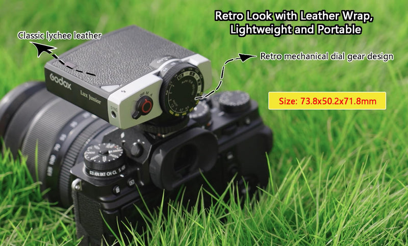 GODOX Lux Junior Retro Camera Flash Auto/Manual Mode GN12 6000K Color Temperature Compatible with Canon Nikon Sony Fuji Olympus Hot-Shoe Cameras