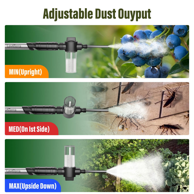 Diatomaceous Earth Powder Duster with Adjustable Length Up to 4FT, Powder Output Adjustable Pump Applicator, Multi-Purpose Industrial-Grade Sliver