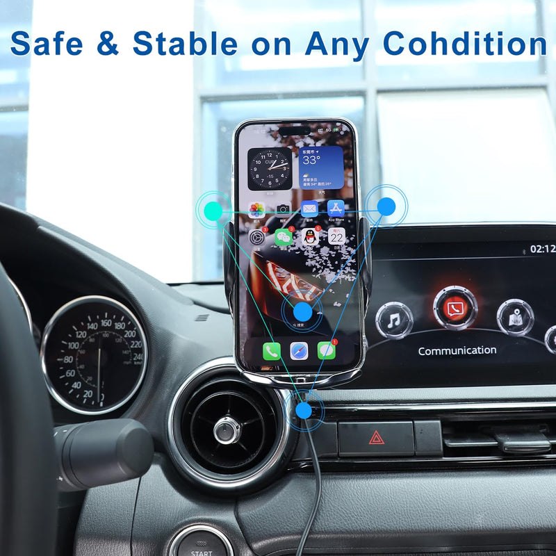 HAPPYHORSE Car Phone Mount Compatible with Mazda MX-5 2016-2023 Central Control Navigation Cell Phone Holder Dash Clip Dash Panel Mobile Phone Bracket Stand Accessories (Style D) style D