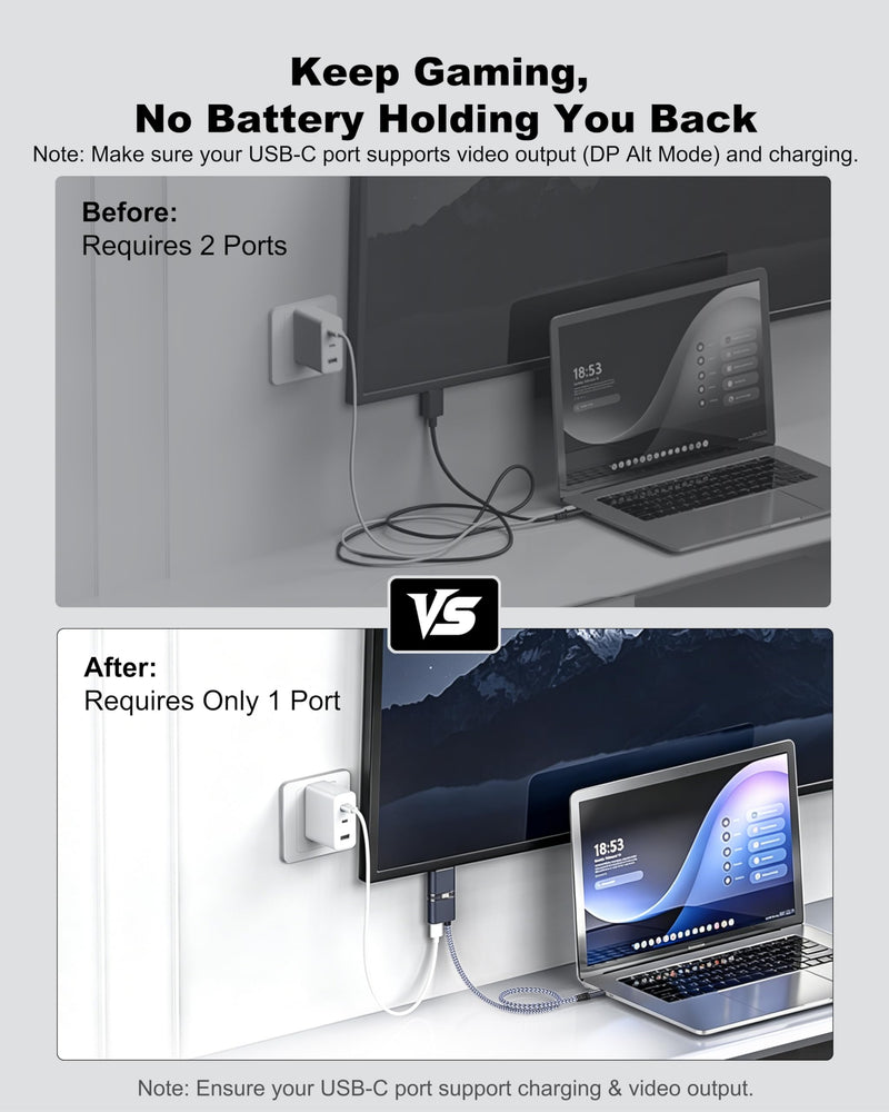 USB C to HDMI Cable with 240W PD Fast Charging, 8K@60HZ,4K@120Hz,Thunderbolt 5/4/3 Compatible,Upgraded Braided 2-in-1 Type C to HDMI for MacBook, iPhone17/16/15,iPad,HDTV(3.3FT,Grey) 3.3FT