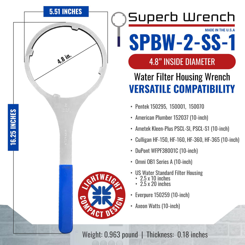 Superb Wrench SW-2-SS-1 Zinc Plated Steel Filter Housing Wrench Single Unit