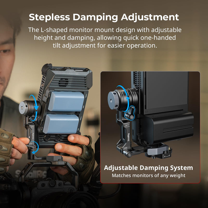 SmallRig L-Shaped Monitor Support for Vertical Shooting with NATO Rails, Stepless Damping 360° Adjustment, Support 5” and 7” Field Monitor - 6315