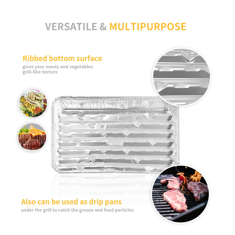 40 Pack Disposable Aluminum Broiler Pan 13 x 9 x 1 inch Aluminum Foil Grill Pans, Disposable Foil Baking Sheet Pans for Oven, Baking, BBQ, Takeout