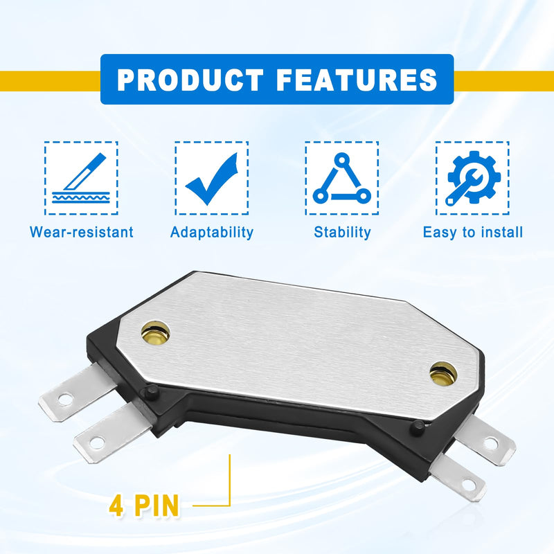 1875990 4 Pin Performance Ignition Module, Compatible with 1974-1988 Chevy Pontiac Olds Bulck, Replace OE #LX301, DM1906, 1190357, 4419628 (Pack of 1pcs Black)