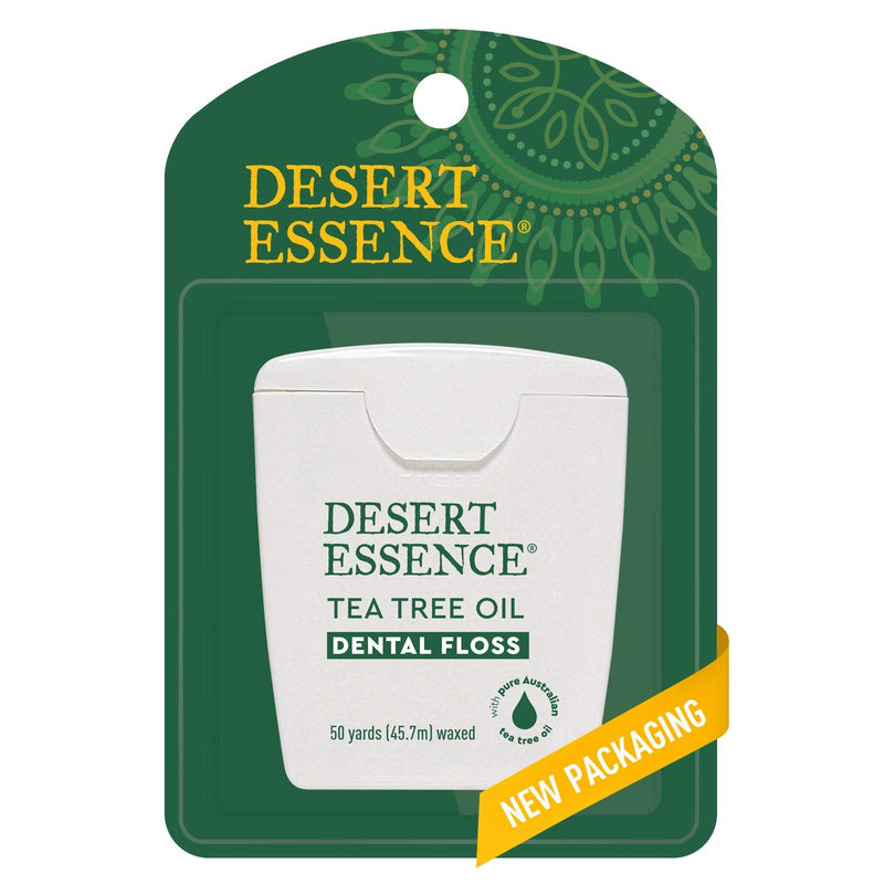 Desert Essence, Tea Tree Dental Floss 50 yd - Gluten Free - Cruelty Free - Naturally Waxed with Bees Wax - No Shred Floss - Tea Tree Oil - Removes Plaque and Build Up, pack of 6 150 Foot (Pack of 6)