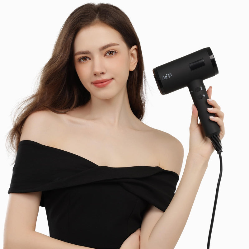 AINA Pro Salon Hair Dryer(New tech),2300W Blow Dryer with Diffuser Comb for Women | BLDC Hair Dryer | Brushless Motor 150,000 RPM | Ionic | LED Display | 4 Magnetic Attachments 230V/UK(Vader Black) Babe Pink